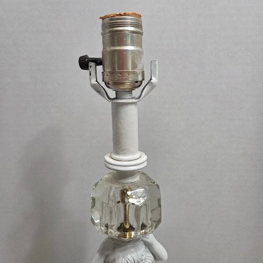 Vintage Cherub Lamp Marble Base Accent Table Lamp Boudoir Lighting 19